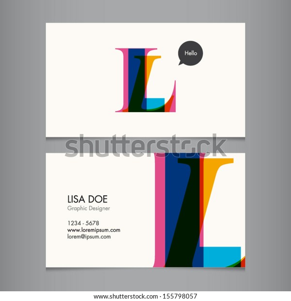 Business card template, letter
L