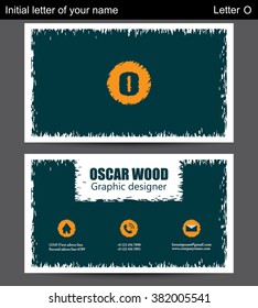 Business card. Business card template with letter O. Business card design. Modern Business card. Vector Business card template. Vector illustration. Business card layout. Personal Business card.