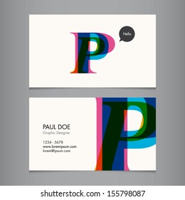 Business card template, letter P