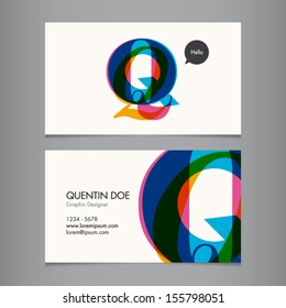 Business card template, letter Q