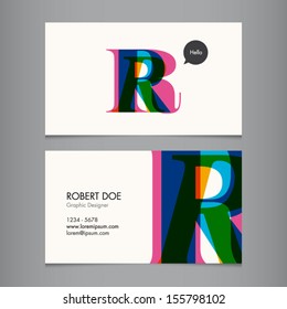 Business card template, letter R