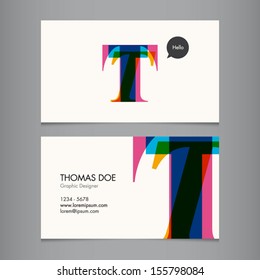 Business Card Template, Letter T