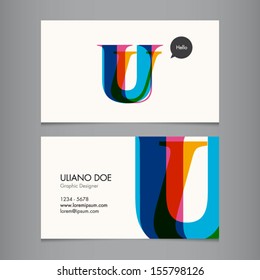 Business card template, letter U