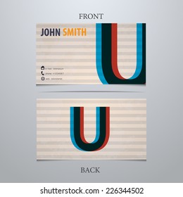 Business card template, letter U