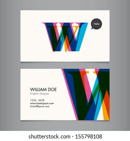 Business card template, letter W