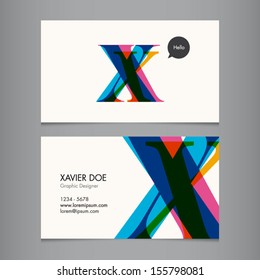 Business card template, letter X