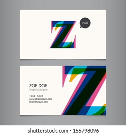 Business card template, letter Z