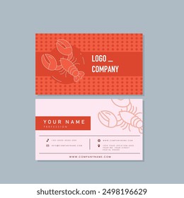 
Business card template lobster sketch flat handdrawn design