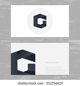 Business card template with logo alphabet letter G. Stylish logo design