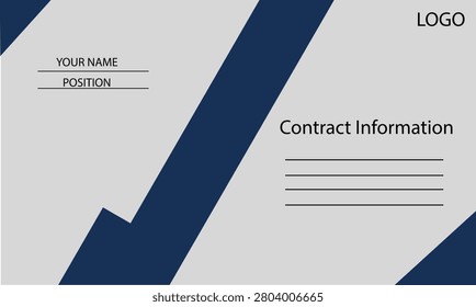 Business Card Template with Logo Area, Contract Information Section, Modern Geometric Stripes and Editable Name Placeholders