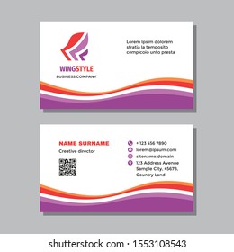 Business card template with logo - concept design. Visit card. Abstract shape branding. Vector illustration. 