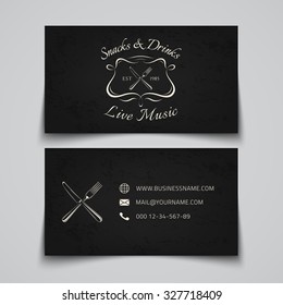 Business Card Template With Logo For Restaurant, Cafe, Bar Or Fast Food. Vector Illustration.