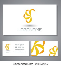 Business card template with logo. Vector illustration. 