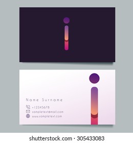 Business Card Template With I Logo : Vector Illustration
