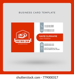 Business card template with logo. Vector illustration. Stationery design.
