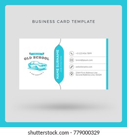 Business card template with logo. Vector illustration. Stationery design.