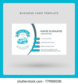 Business card template with logo. Vector illustration. Stationery design.