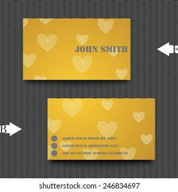 Business card template with love background. Eps10 Vector illustration