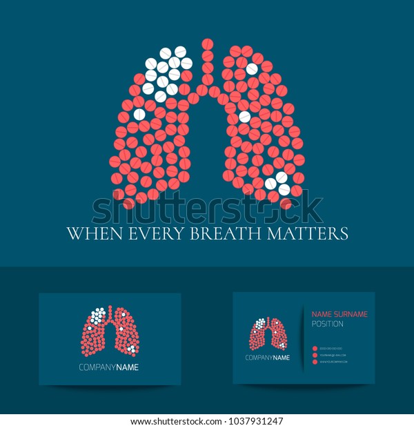 Business Card Template Lungs Made Red Stock Vector Royalty Free