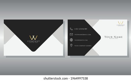 Business card template in a minimalist style, nuanced in a dark blue and white combination.