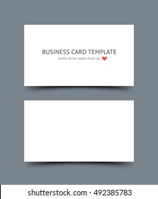 Business card template mock up with shadow isolated on dark background. Realistic vector paper cards for portfolio presentation, business identity