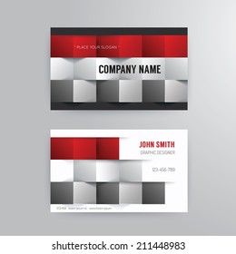 Business card template modern abstract concept design.red paper