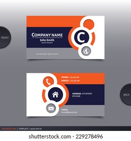 Business card template, modern abstract design. Vector.