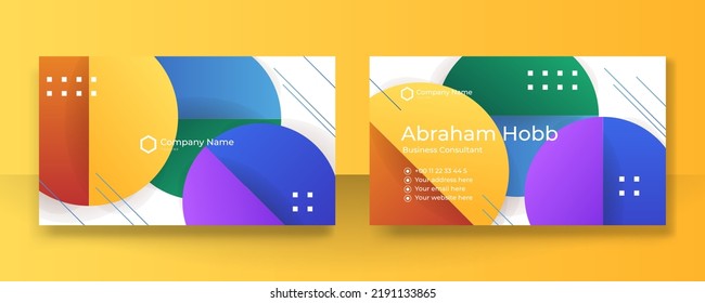 Business card template with modern colorful abstract geometric decoration. Can be used for presentation background, certificate design, visiting card