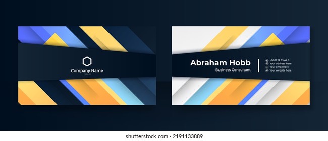 Business card template with modern colorful abstract geometric decoration. Can be used for presentation background, certificate design, visiting card