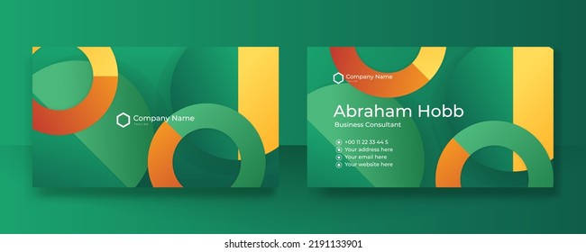 Business card template with modern colorful abstract geometric decoration. Can be used for presentation background, certificate design, visiting card