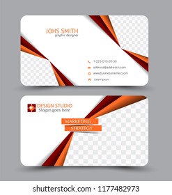 Business card template. Modern flat design. Abstract horizontal banner. Red and orange color. Vector illustration.