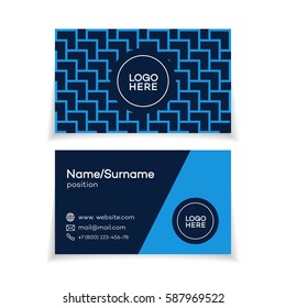 Business card template with modern geometric background and place your logo blue cyan color on white background perfect for business, building, architecture and other. Vector Illustration