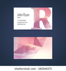 business card template with modern triangle pattern letter r white star texture abstraction background scene glass performance trendy empty marketing shine shadow science concept original banner lette
