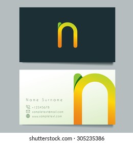 Business Card Template With N Logo : Vector Illustration