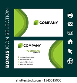 business card template for nature company modern in green color
