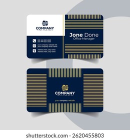 Business Card Template with Navy Blue and Gold
