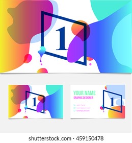 Business Card Template. Number 1 design vector template Abstract Colorful Background.Vector graphic design.