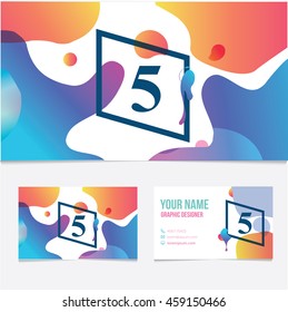 Business Card Template. Number 5 design vector template Abstract Colorful Background.Vector graphic design.