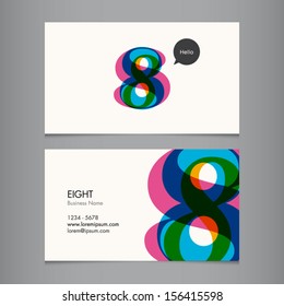 Business card template with number eight