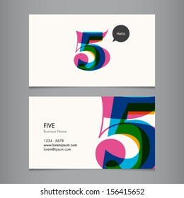 Business card template with number five