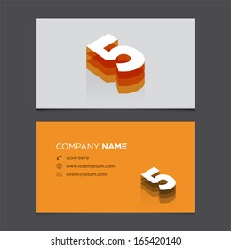 Business card template with number five