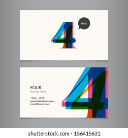 Business Card Template With Number Four