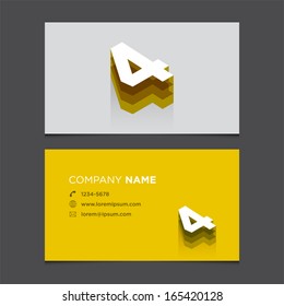 Business card template with number four