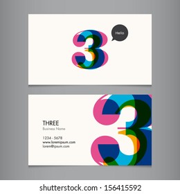 Business card template with number three