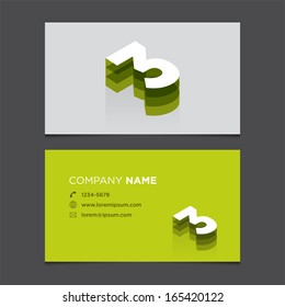 Business card template with number three