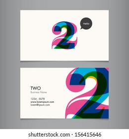 Business card template with number two