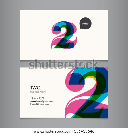 Business card template with number two