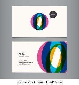 Business card template with number zero