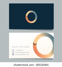 Business Card Template With O Logo : Vector Illustration