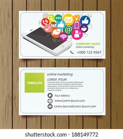 business card template for online marketing. vector illustration.
